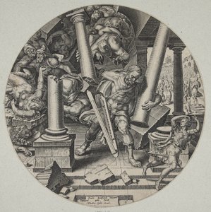 Samson ødelægger filisternes tempel af Philips Galle