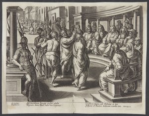 Sankt Paulus foran ypperstepræsterne af Philips Galle