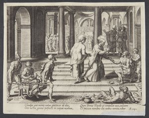 Sankt Peter helbreder de lamme ved den smukke port af Philips Galle