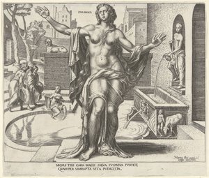 Susanna Svsanna (titel på objekt) Otte berømte kvinder fra Det Gamle og Nye Testamente (serietitel) af Philips Galle
