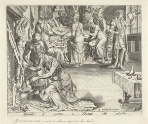 Tamar laver mad til Amnon Historien om Tamar og Amnon (serietitel) af Philips Galle