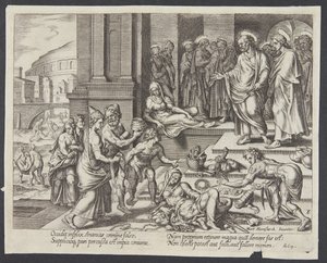 Safiras død af Philips Galle