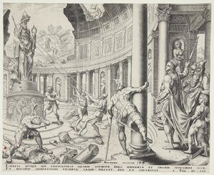Ødelæggelsen af templet Ashtoreth, Chemosh og Milcom af Philips Galle