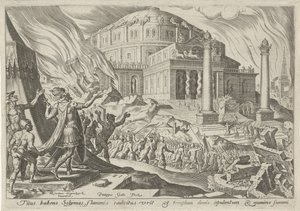 Ødelæggelse af Jerusalem af kejser Titus The Days of Doom of the Jewish People (serietitel) af Philips Galle