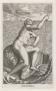 Waternimf Galatea Galatia (titel på objekt) Stroom - en vandnymfe (serietitel) Nympharum oceanitidum, Ephydridum potamidum naiadum (serietitel) af Philips Galle