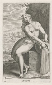 Vandnymfe Linope Lynope (titel på objekt) Stroom en waternimfen (serietitel) Oceanitid-nymfer, epihidrid potamidus naiads (serietitel) af Philips Galle