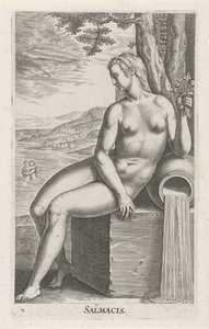 Vandnymfe Salmacis Salmacis (titel på objekt) Stroom- en waternimfen (serietitel) Oceanitid-nymfer, epihidrid potamidus naiads (serietitel) af Philips Galle