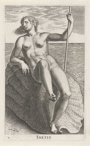 Vandnymfen Thetis Thetis (titel på objekt) Stroom en waternimfen (serietitel) Oceanitid-nymfer, epihidrid potamidus naiad (serietitel) af Philips Galle