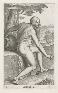 Vandnymfe Venus Acidalia Acidalia (titel på objekt) Stroom- en waternimfen (serietitel) Oceanitid-nymfer, epihidrid potamidus naiad (serietitel) af Philips Galle