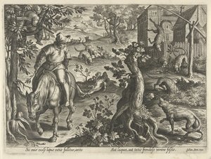 Wolvenjacht mødte vallen Jachttaferelen (serietitel) hvor enhver slags jagt, fuglefangst og fiskeri (serietitel) af Philips Galle