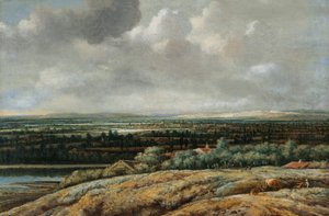 Panoramalandskab med en by i baggrunden af Philips Koninck