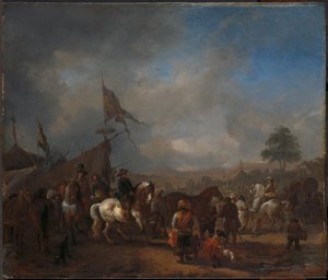 En hestemesse nær en hærlejr af Philips Wouwerman