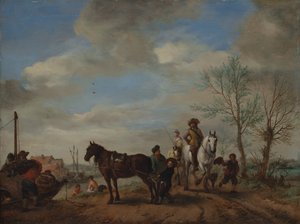 En mand og en kvinde til hest, ca. 1653-54.