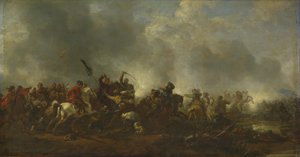 Kavaleri angriber infanteri, 1656-1668 af Philips Wouwerman