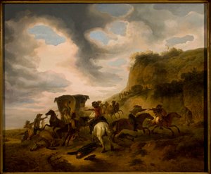 Overfald på rejsende af Philips Wouwerman