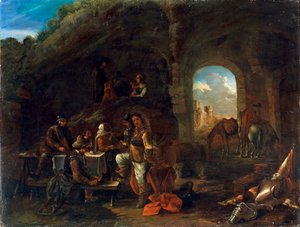 Værtshusscene, c1640-1665 af Philips Wouwerman