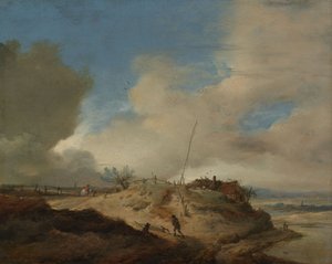 Klitlandskab med en signalpost, ca. 1651-1653 (olie på panel)