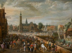 Udsigt over Grote Markt i Lier, begyndelsen af det 17. århundrede. af Philips de Momper the Elder