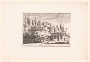 Udsigt over Romulus-templet Tempio di Romolo (titel på objekt) Udsigt over det antikke og moderne Rom (serietitel) Varie Vedute di Roma Antica, e Moderna (serietitel)