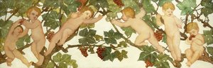 Putti boltrer sig i en vingård