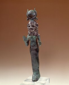 Orientalske oldsager: fønikisk gudinde. Statuette af bronze og sølv. 700-600 f.Kr. Paris, Louvre-museet af Phoenician