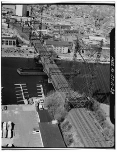 Norwalk River Bridge, Norwalk, Connecticut (s/h-billede) af Photographer American