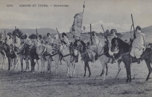 Marokkanske Goumiers, muslimske soldater, der tjente under den franske hær af Afrika (s/h foto)