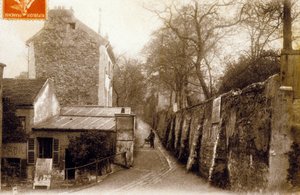 St Vincent Street, Montmartre, Paris, ca. 1900 (s/h-billede) af Photographer French