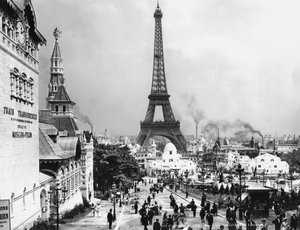 Udsigt over Trocadero-haverne og Eiffeltårnet, Paris World Fair af Photographer French