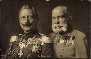 Ak Kejser Wilhelm II af Preussen med Kejser Franz Josef I af Østrig, loyalitet (s/h foto) af Photographer German