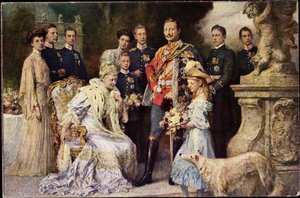 Kunstner Ak Kejser Wilhelm II, Auguste Viktoria, Viktoria Luise, Greyhound, Preussen (s/h-foto) af Photographer German