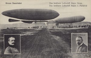 Dirigible luftskibe af Hans Georg Friedrich Gross og August von Parseval (s/h foto) af Photographer German