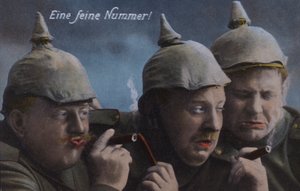 Tyske soldater nyder cigarer (farvet foto) af Photographer German