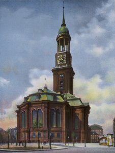 Hamborg: Michaeliskirche, brændt ned 3. juni 1906, genopbygget 1906-12 (foto) af Photographer German