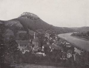 By og fæstning Konigstein (s/h foto) af Photographer German