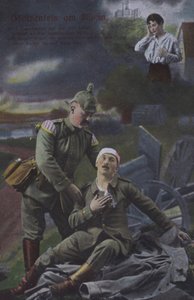 Stolzenfels Slot ved Rhinen, postkort med tysk patriotisk militærtema (farvet foto) af Photographer German