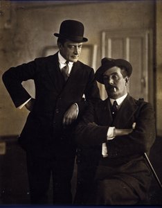 Komponisten Giacomo Puccini (1858-1924) og musikforlaget Tito Ricordi II (1865-1933). af Photographer Italian