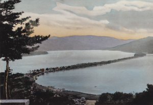 Japan, ca. 1912: Amano-Hashidate en af tre mest bemærkelsesværdige scener i Japan; Cirka 80 miles fra Kyoto (foto) af Photographer Japanese