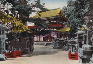 Japan, ca. 1912: Kasuga Shinto-templet grundlagt i 767 i Nara, nær Kyoto (foto) af Photographer Japanese
