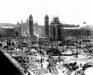 Byggeri i Barcelona, ca. 1910 (s/h-foto) af Photographer Spanish