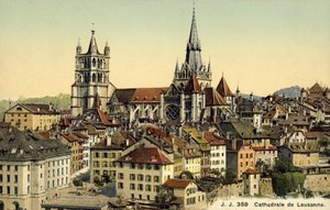 Katedralen i Lausanne (farvefoto) af Photographer Swiss
