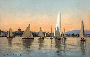 Yachter i havnen i Genève, Schweiz (foto)