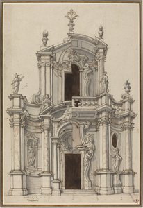 Forhøjning til en kirkefacade, med alternativer af Piedmontese 18th Century