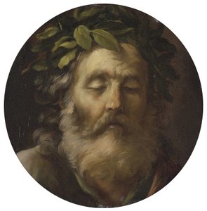 Portræt af digteren Homer par Mola, Pier Francesco (1612-1666). Olie på træ, str. : D 38,7, , Privat Samling af Pier Francesco Mola