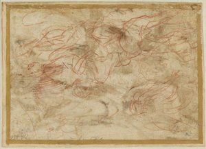 Englen, der viser sig for Hagar i ørkenen, ca. 1660 (rødkridt på papir)