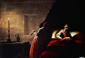 Jomfruens fødsel, af Pier Francesco Mazzucchelli kendt som il Morazzone (1573-1626), maleri, Santa Maria di Loreto-kirken, Arona, Novara, Italien.