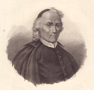 Portræt af den italienske presbyterianer og historiker Ludovico Antonio Muratori (1672-1750), kobberstik af Blaise Nicolas Le Sueur