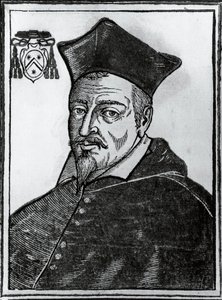 Portræt af Pierre de Berulle (1575-1629), fransk katolsk teolog og kardinal, tryk af Blaise Nicolas Le Sueur