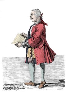 Tegnefilm af Giovanni Battista Pergolesi (Jean Baptiste Pergolese, Jean-Baptiste) (1710 - 1736). Tegning af Pier Leone Ghezzi (1674 - 1755), som fortæller, at komponisten led af et handicap i det ene ben og var halt. 1736.