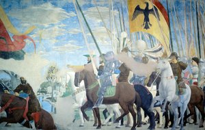 Detalje fra legenden om det sande kors, der viser Konstantins sejr, af Piero della Francesca af Piero della Francesca